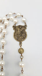Handmade St. Michael Rosary: Antique Bronze
