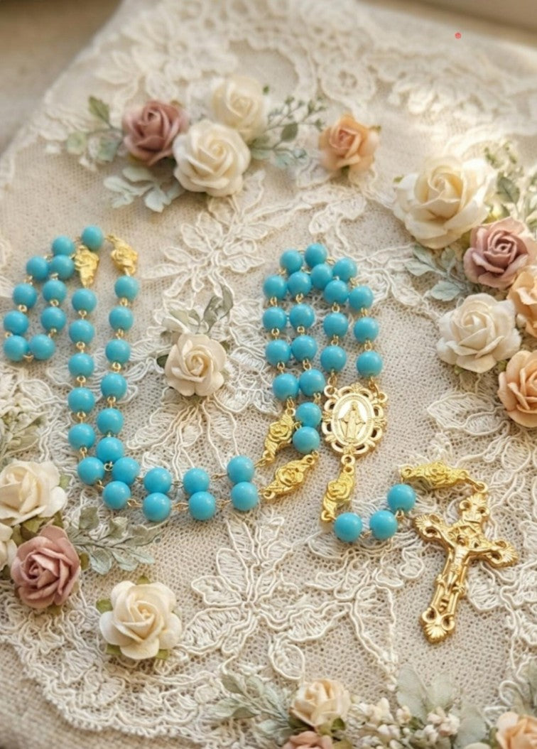Handmade Gold Miraculous Metal Rosary