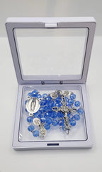Blue Crystal Rosary • Our Lady of Guadalupe Medal • La Virgen de Guadalupe
