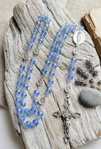 Blue Crystal Rosary • Our Lady of Guadalupe Medal • La Virgen de Guadalupe