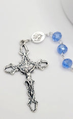 Blue Crystal Rosary • Our Lady of Guadalupe Medal • La Virgen de Guadalupe