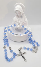 Blue Crystal Rosary • Our Lady of Guadalupe Medal • La Virgen de Guadalupe