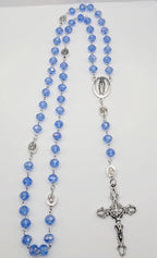 Blue Crystal Rosary • Our Lady of Guadalupe Medal • La Virgen de Guadalupe