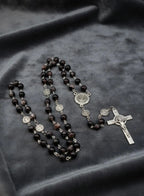 Handmade Saint Benedict Rosary: Brown Stone Beads & Medal