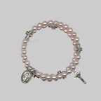 Light pink Handcrafted Miraculous Metal Rosary Bracelet