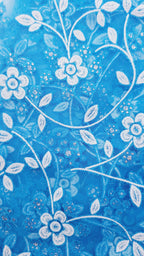 Blue Floral Lace Chapel Veil - Mantilla