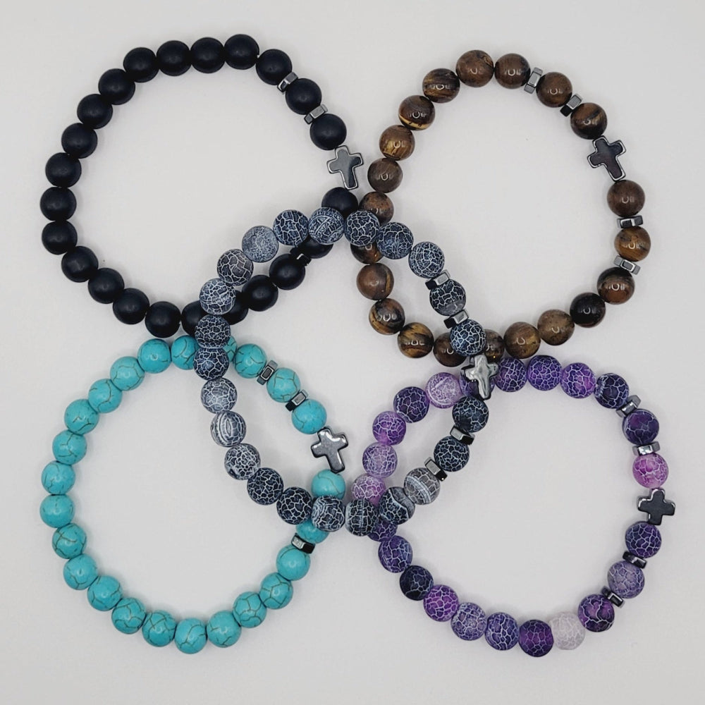 Natural Stone Cross Bracelets