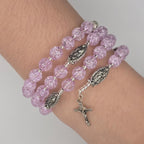 Light Purple Handcrafted Miraculous Metal Rosary Bracelet