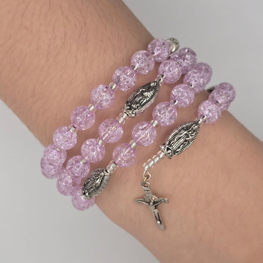 Light Purple Handcrafted Miraculous Metal Rosary Bracelet