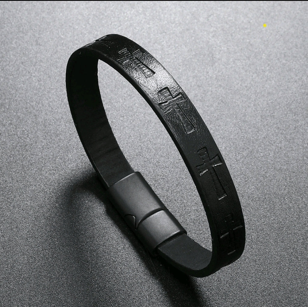 Cross Cuff Bracelet - Magnetic Clasp