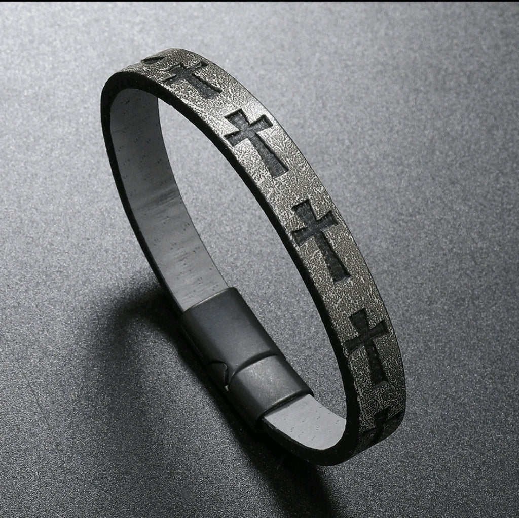 Cross Cuff Bracelet - Magnetic Clasp