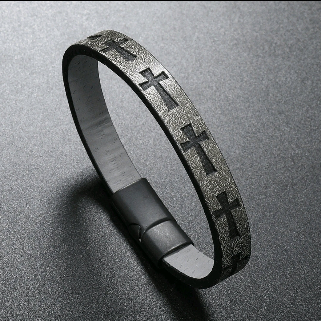 Cross Cuff Bracelet - Magnetic Clasp
