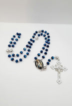 Holy Family Rosary Sapphire Blue Faceted Beads