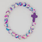 Speckled Cross Bead Stretch Bracelet