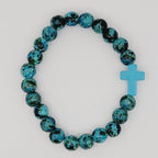 Speckled Cross Bead Stretch Bracelet