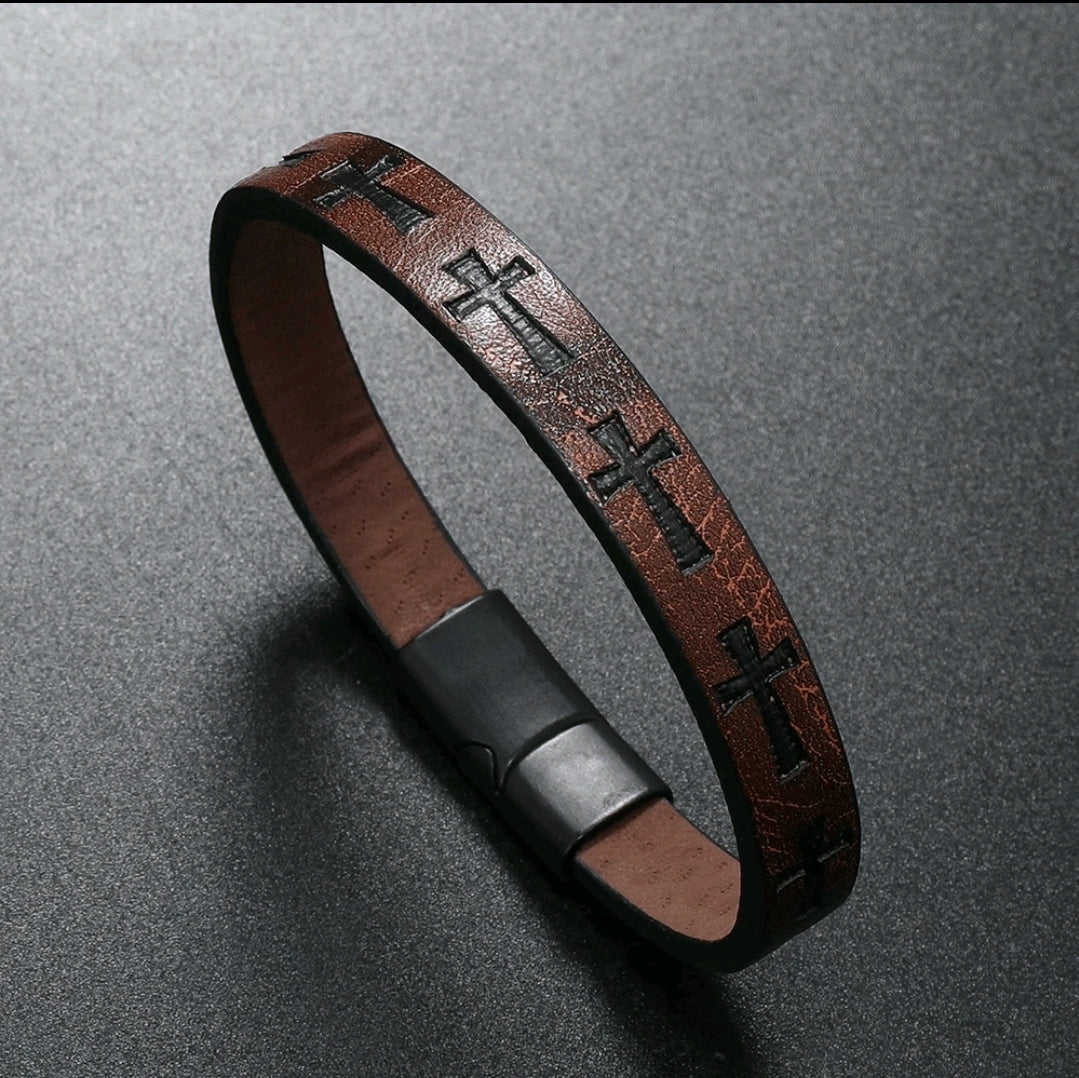 Cross Cuff Bracelet - Magnetic Clasp