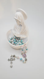 Pastel Faux Pearl Rosary with Our Lady of Grace Centerpiece
