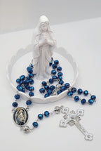 Holy Family Rosary Sapphire Blue Faceted Beads