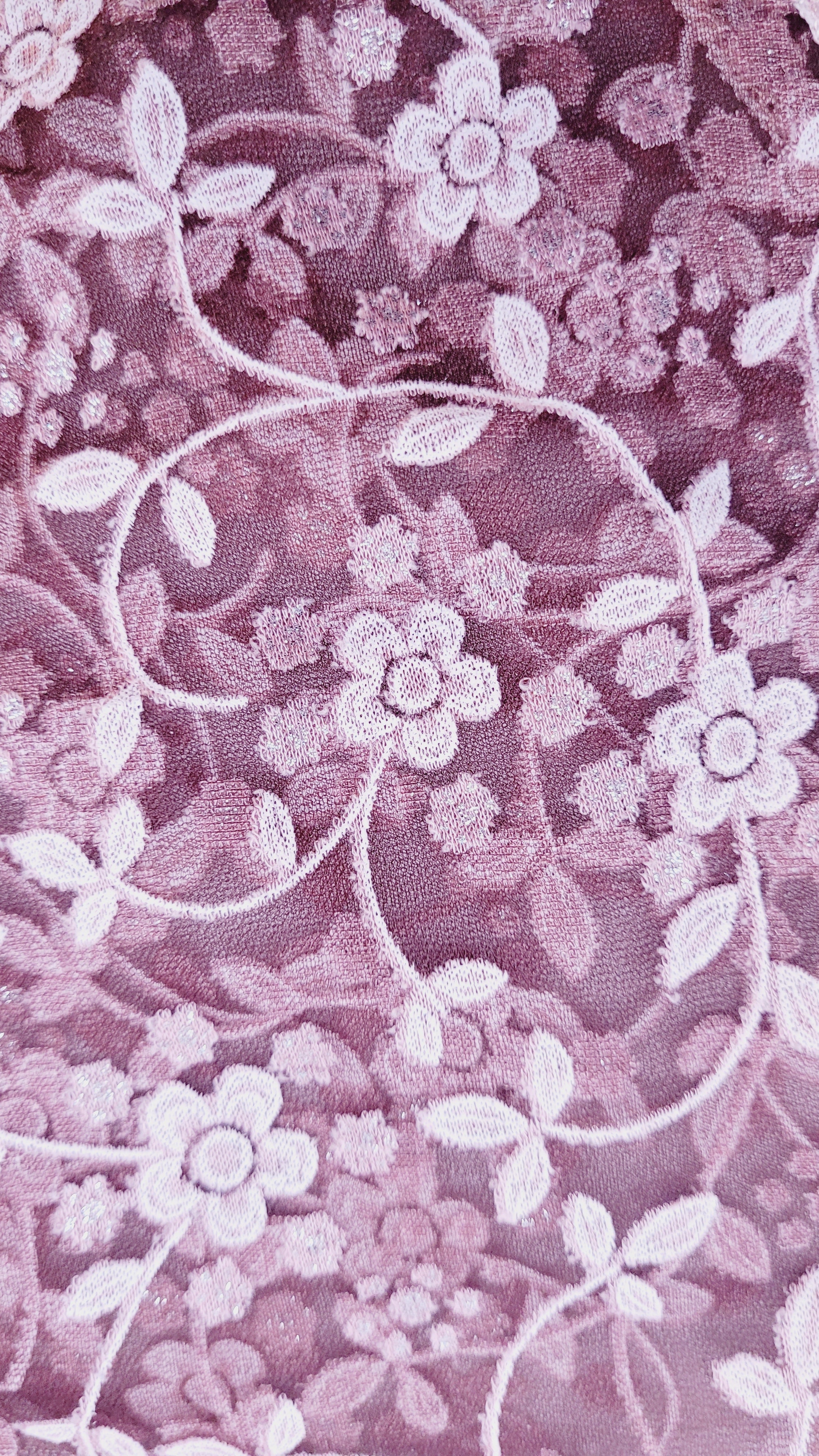 Light Pink Floral Lace Chapel Veil - Mantilla