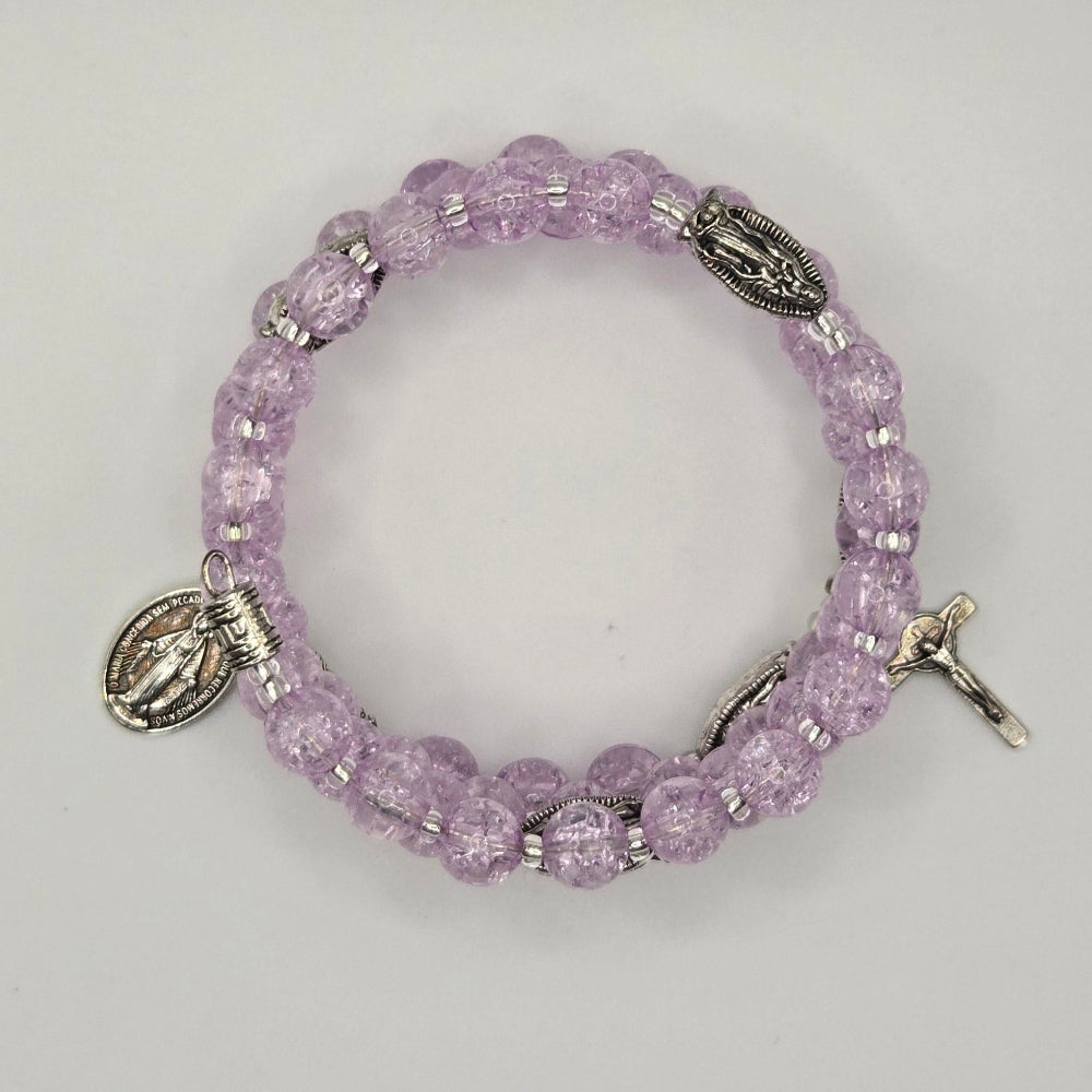 Light Purple Handcrafted Miraculous Metal Rosary Bracelet