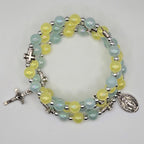 Yellow & Blue Handcrafted Miraculous Metal Rosary Bracelet