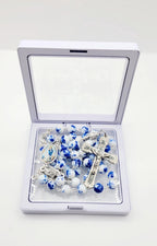 Assumption of Mary Heirloom Rosary • Cobalt Blue & White Marble Glass Beads