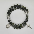 Green Handcrafted Miraculous Metal Rosary Bracelet