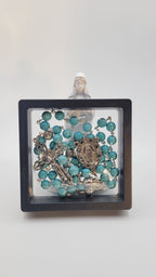 Handmade Turquoise Rosary with Miraculous Medal Centerpiece