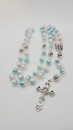 Pastel Faux Pearl Rosary with Our Lady of Grace Centerpiece