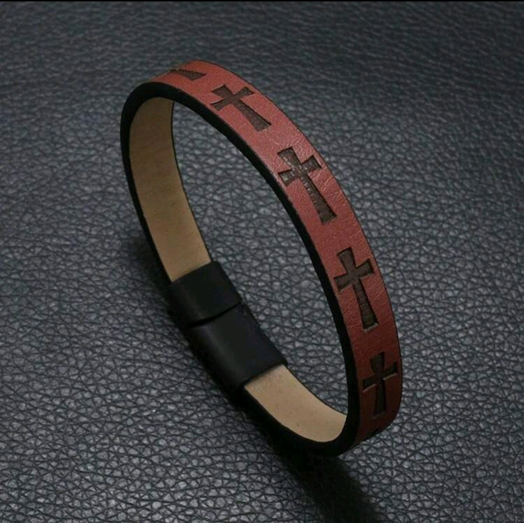 Cross Cuff Bracelet - Magnetic Clasp