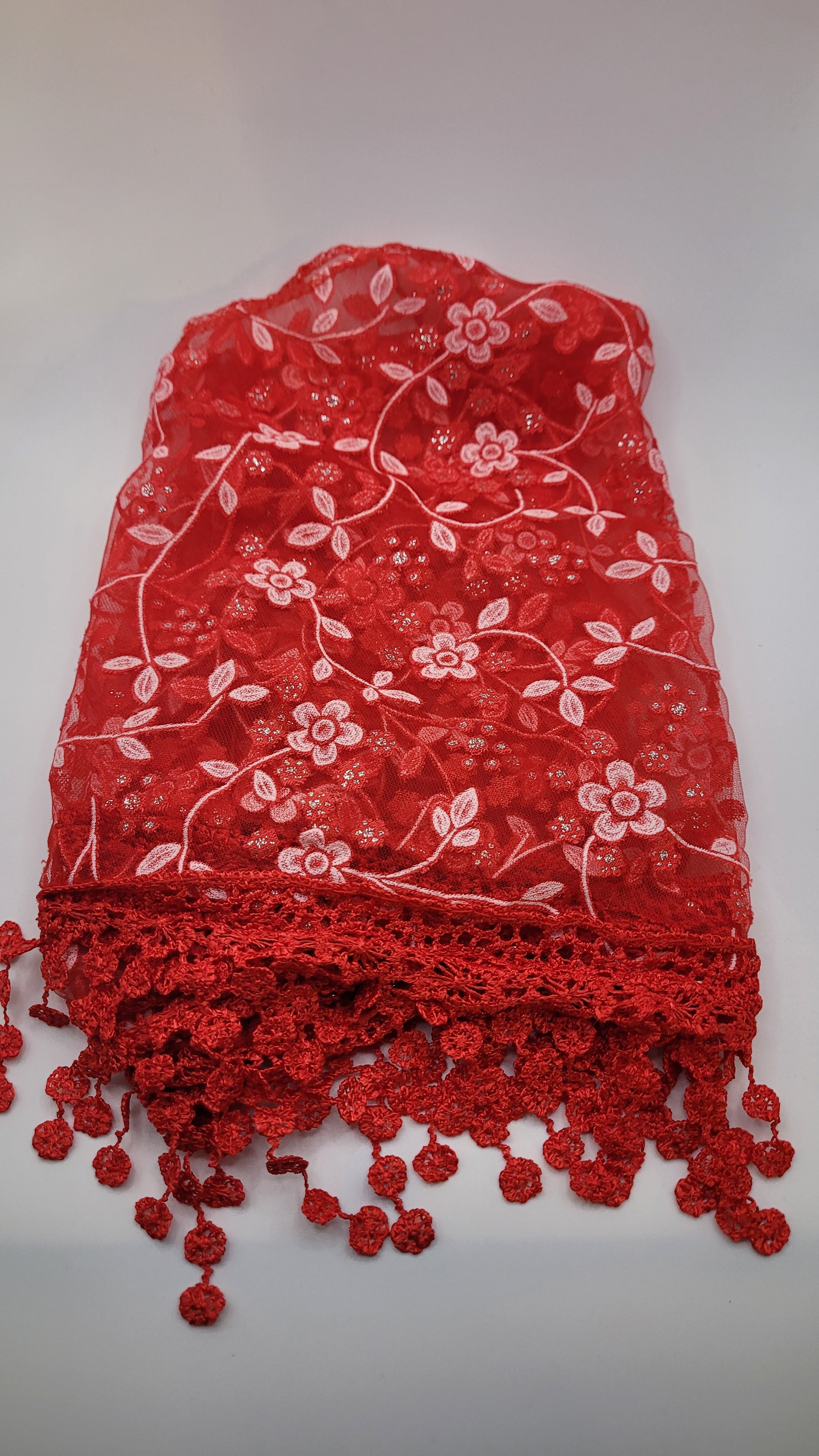 Red Chapel Veil Mantilla