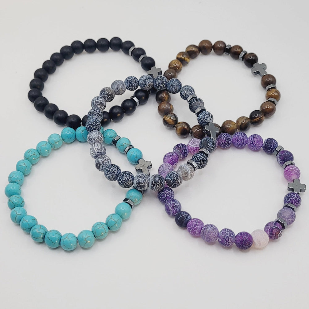 Natural Stone Cross Bracelets