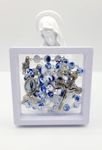 Assumption of Mary Heirloom Rosary • Cobalt Blue & White Marble Glass Beads