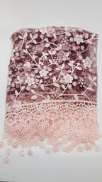 Light Pink Floral Lace Chapel Veil - Mantilla