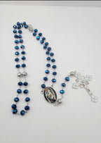 Holy Family Rosary Sapphire Blue Faceted Beads