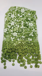 Green Floral Lace Chapel Veil - Mantilla